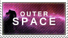 stamp that says 'outer space' and has flashing images of space on it