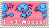 stamp with three woopers that says 'i <3 wooper'